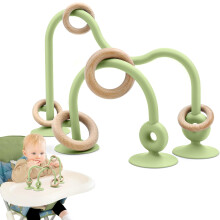 AiTuiTui Baby Toys, Multi Purpose High Chair Suction Toy for Toddler 6 8 9 12 Months, Sensory Toys with Wooden Ring Suitable for 1 2 Years Infant Gif