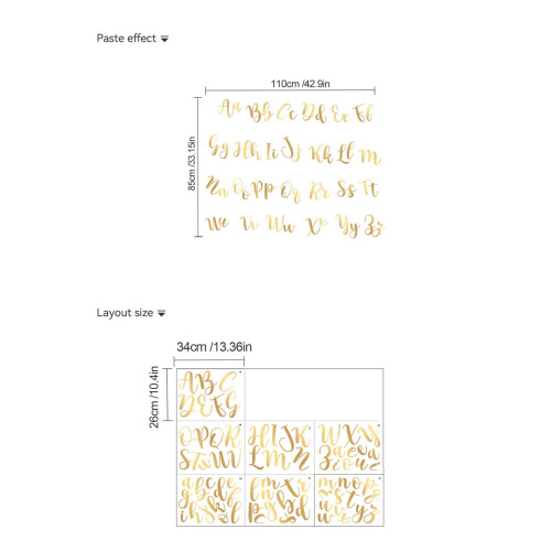 Personalised Name Wall Decal Set, 7 Sheets Gold Le 1