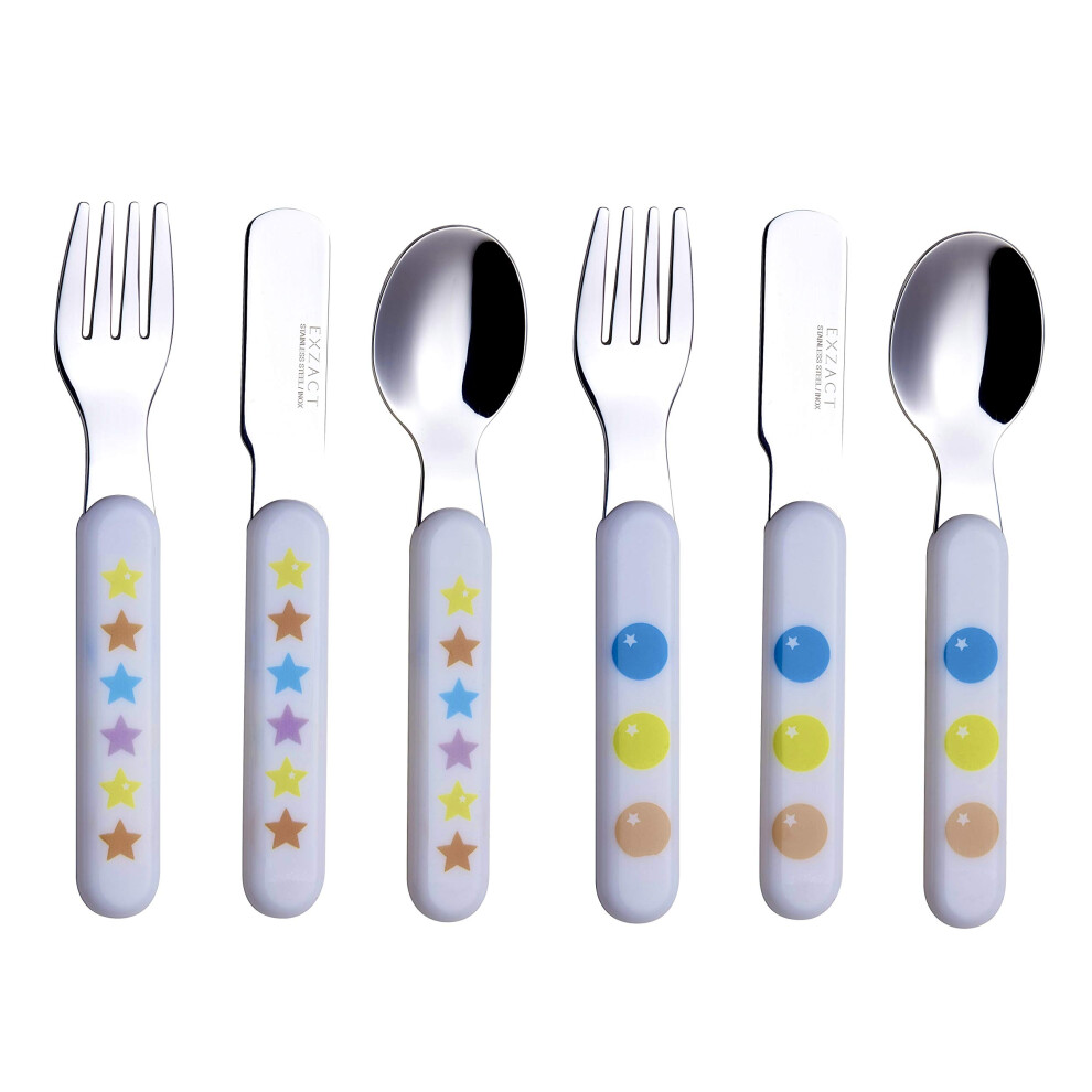 Kids Cutlery 6Pcs Stainless Steel 18/10 Chi Exzact