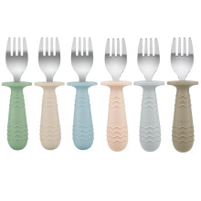 PandaEar 6 Pack Toddler Cutlery Set| Baby Fork and Spoon Set| Stainless Steel Childrens Kids Cutlery Self Feeding 12 Months Plus with Silicone Holdin