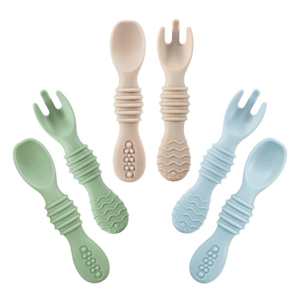 6 Pack Silicone Baby Spoons & Forks, Baby Pandaear