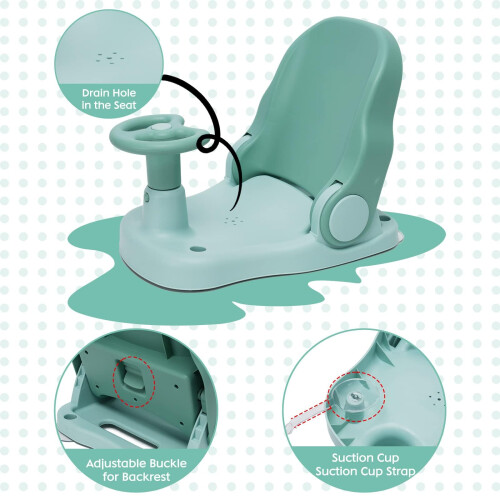 Baby Bath Seat with Adjustable Backrest Suction Cu 2