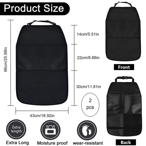 Qooloo Car Seat Protector, 2-Piece Organizer with 1