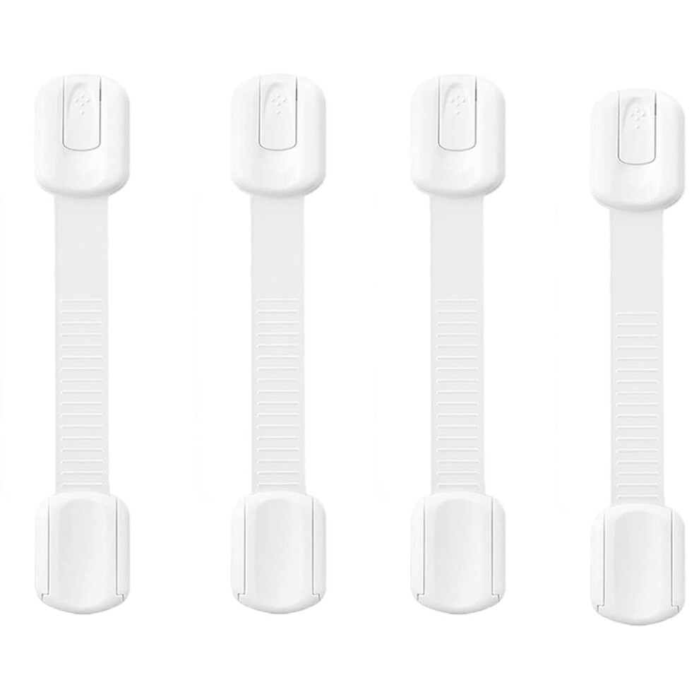 Ertzinla 4 Pack Child Safety Cupboards Straps Locks For Cabinets Drawers Toilet Fridge Baby Proof Cabinets, Easy Installation, No Drilling Required