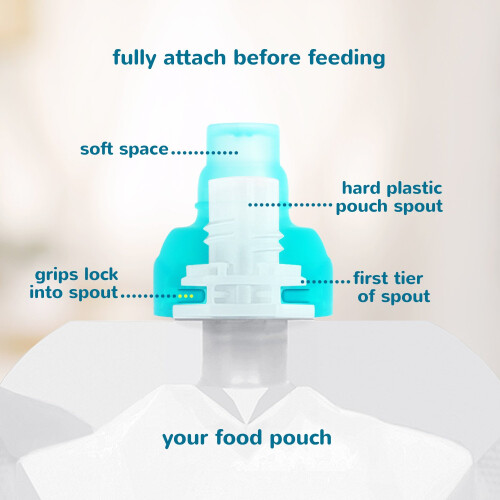 ChooMee SoftSip Food Pouch Top | No-Spill Flow Con 1