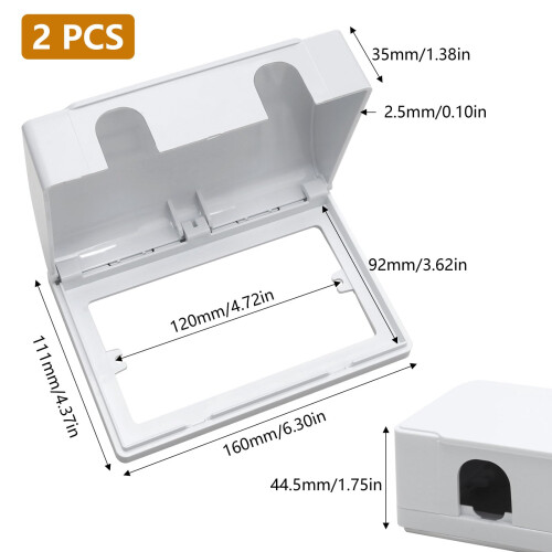 2 Pcs Plug Socket Covers UK Double Socket Cover for Safety, Waterproof Socket Cover Box for Home, Kitchen and School 2