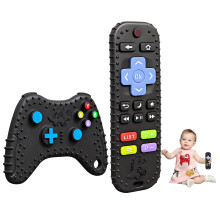 2 Pack Teething Toys for Baby,Teethers for Babies 3-6 Months,TV Remote Control and Game Console Shape Baby Toys, Food Grade Sensory Toys for Babies (