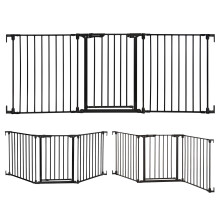 Dreambaby Discovery Metal Baby Gate - 1.95m Extra Wide 3 Panel Walk Through Door for Angled Openings, Configurable for Stairs and Hallways, 74cm High