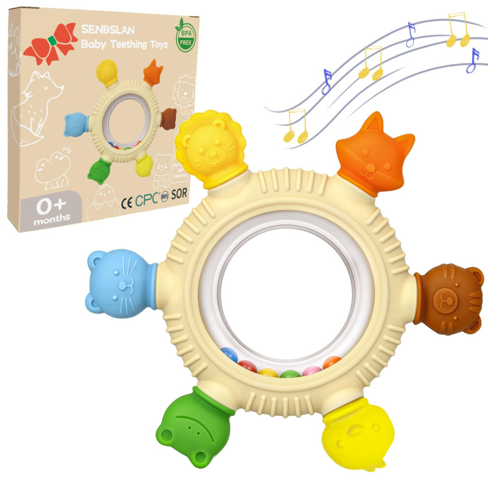 Teething Toys For Baby, Silicone Baby Rattle Teeth Senbslan