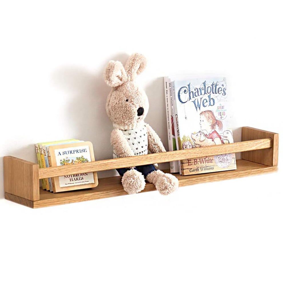 Oakerland Oak Floating Nursery Bookshelf, 60Cm Nat