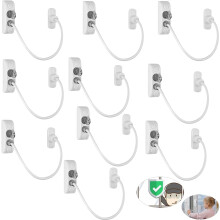 eSynic 10 Packs Window Locks for Upvc Window Durable Window Locks Child Safety Reliable Window Safety Restrictor 19CM/7.5Inch Wire Long Window Securi