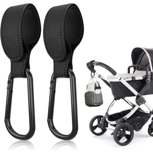 2 PCS Pram Hooks - PU Leather Pram Clips - Pram Ba