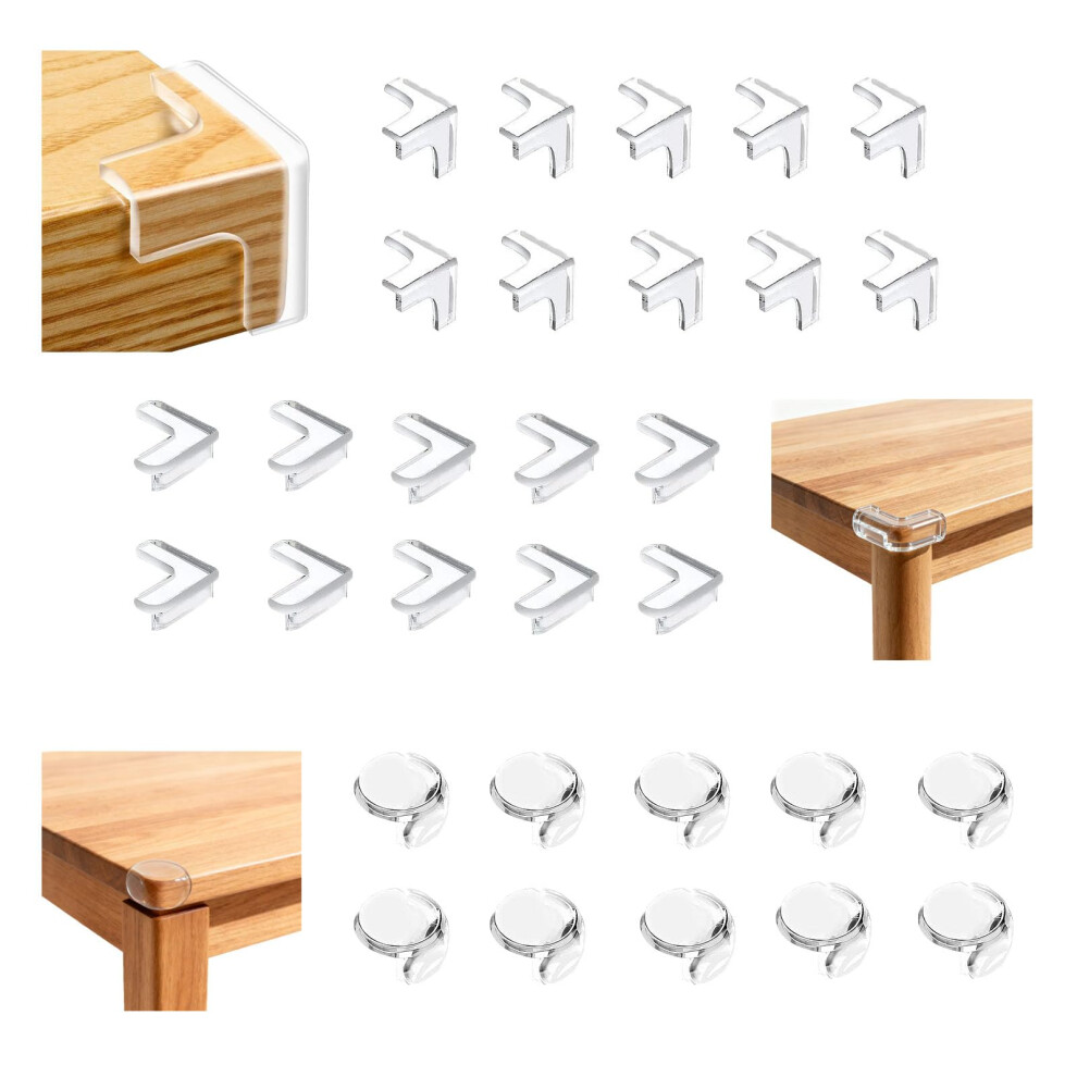 30 Pieces Corner Protectors for Kids, 10R+10L+10T