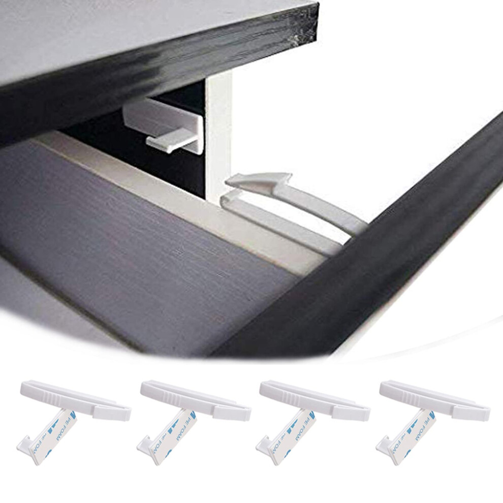 Dhinkyoung 4 Pcs Invisible Drawer Locks Child Safety Lock Baby Proofing Hidden Latches With Strong Adhesive For Baby Care, Only Fit For Some Drawer,