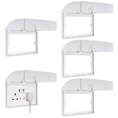 AHAQU 5PCS Plug Socket Covers UK Socket Cover Box for Safety, Proofing Electrical Plug Socket, Switch Protector Cover for Home Safety, 146-Type Doubl