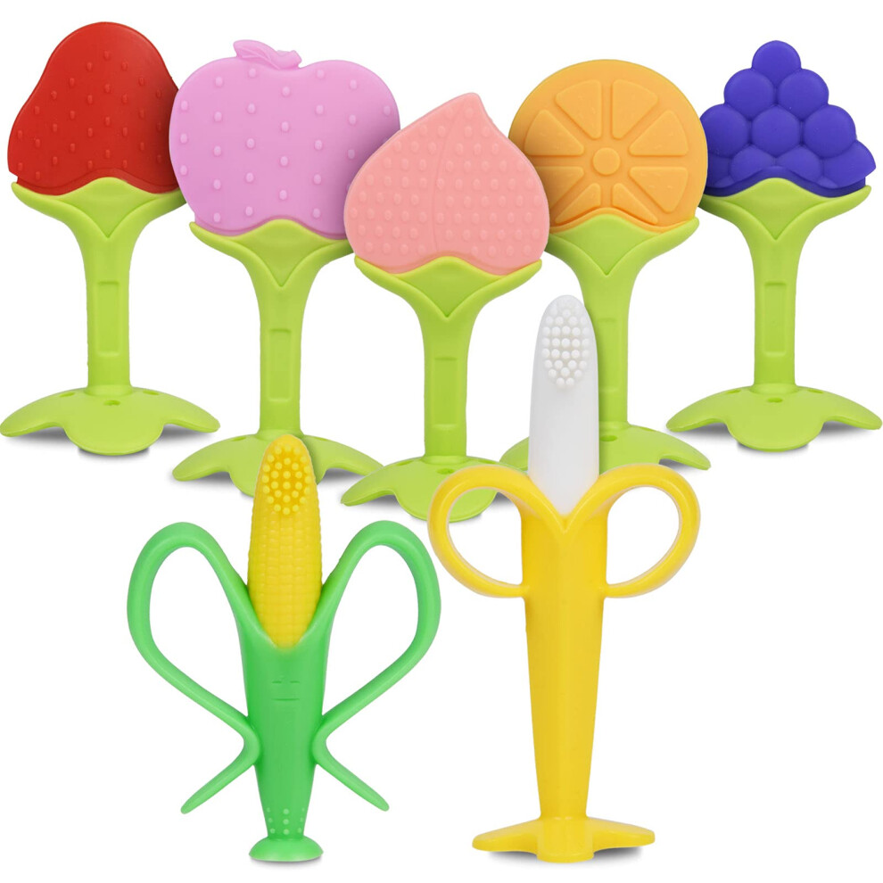 Teething Toys For Baby, 7Pcs Baby Silicone Vicloon