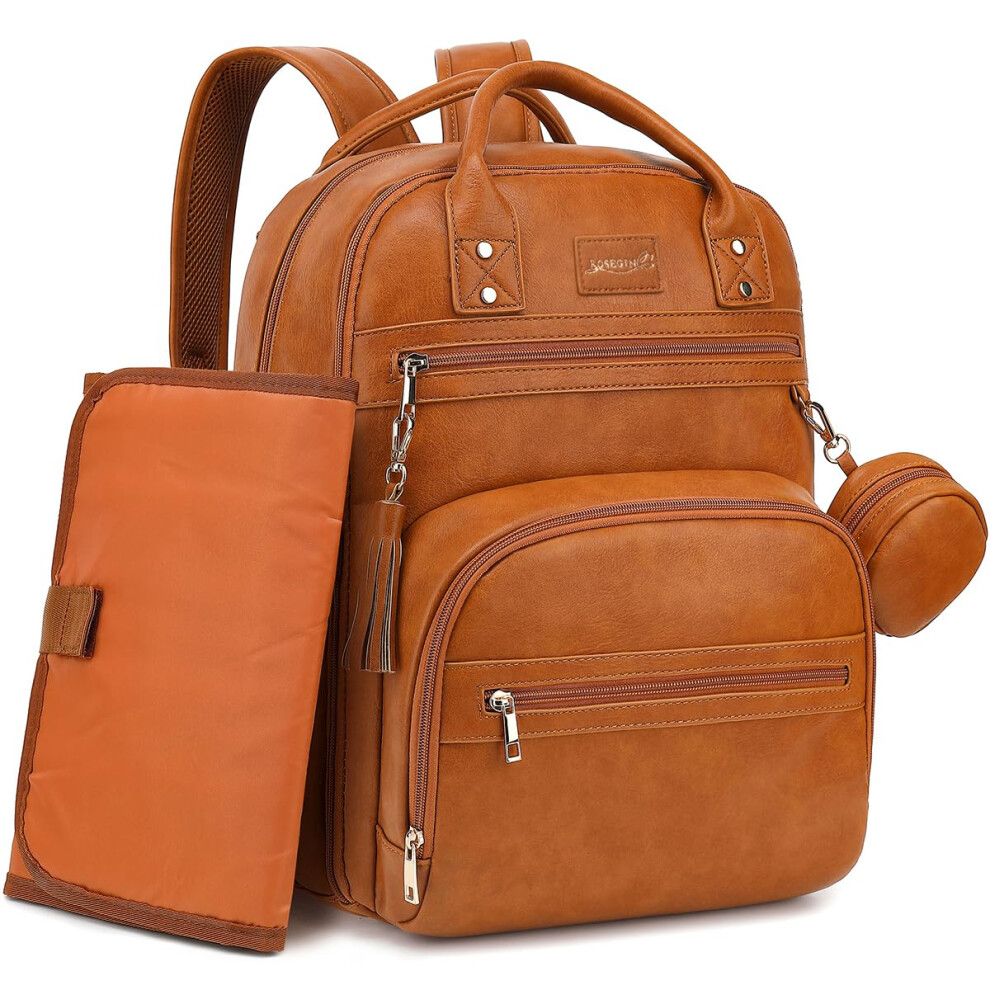Rosegin Vegan Leather Baby Changing Bag Backpack,