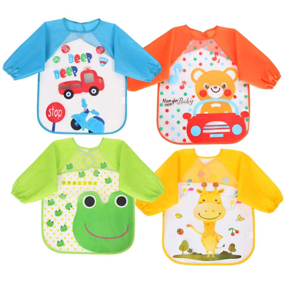 Vicloon Bibs With Sleeves, 4 Pcs Baby Waterproof W