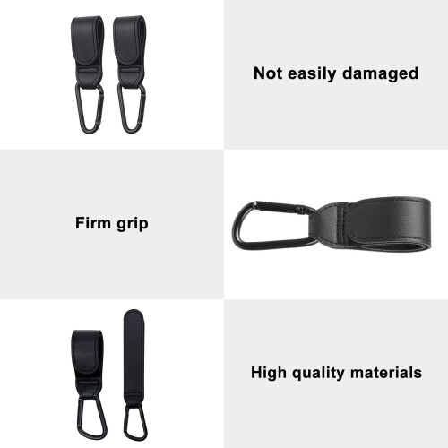 2 Pack Pram Hooks - PU Leather Pram Clips - Suitab 2