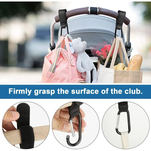 2 PCS Pram Hooks - PU Leather Pram Clips - Pram Ba 2