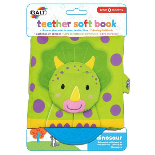 Galt Galt Toys, Teether Soft Book - Dinosaur, Baby Teet