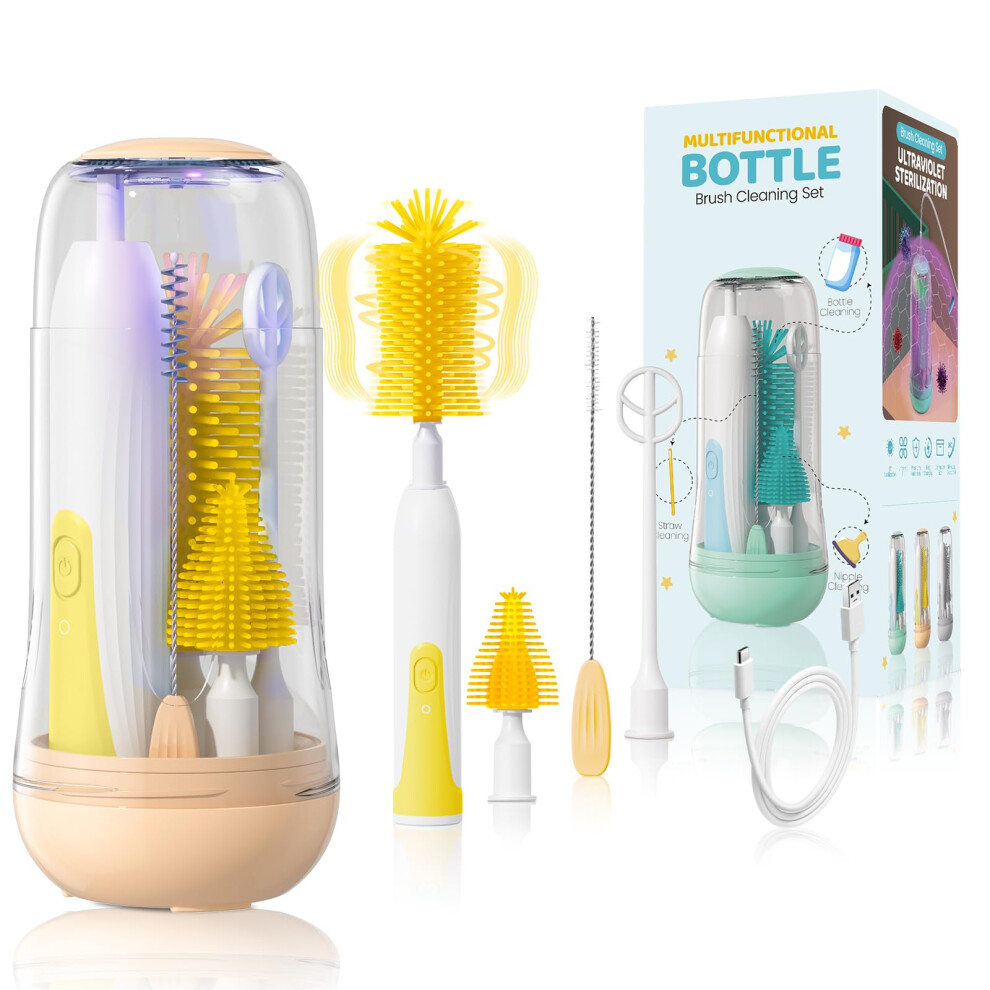 Electric Baby Bottle Brush Set,Portable Bottle Brushes For Cleaning With Uv Steriliser,Milk Frother Electric,Nipple And Straw Brush,Bottle Dry Orzbow