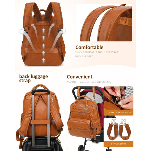 ROSEGIN Vegan Leather Baby Changing Bag Backpack, 2
