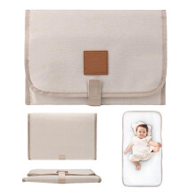 Baby Changing Mat, Travel Changing Mat, Foldable and Portable, Suitable for Travel, Family, and Outdoor Use (Ivory)
