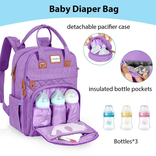 LANDICI Baby Changing Bag Backpack, Large Nappy Ch 2
