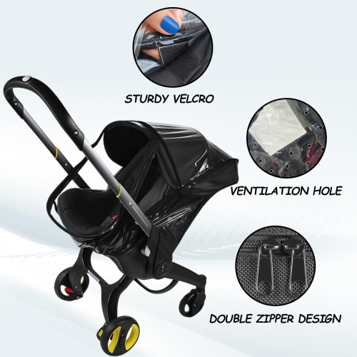 Black Transparent Stroller Rain Cover, Car Seat St 2