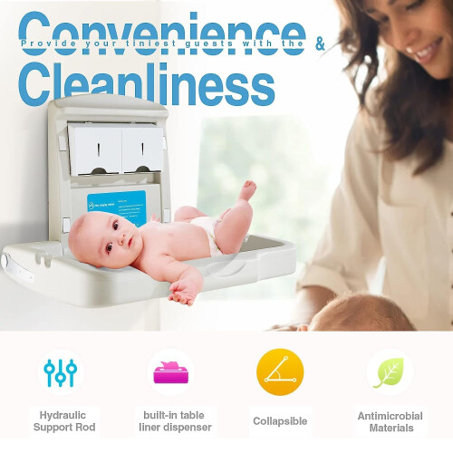 modunful Baby Changing Unit with Sign, Wall Mounte 2