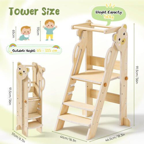 Helangel Foldable Learning Tower with Adjustable H 2