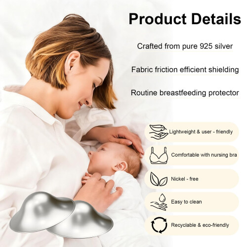2Pcs Silver Nipple Shields for Breastfeeding 925 S 2