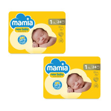 ALDI Mamia Newborn Nappies, Size 1, 2 x Packs of 24 (48 Nappies)
