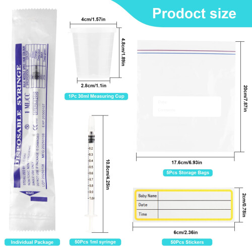 50Pcs 1ml Colostrum Syringes With Caps, Colostrum 1