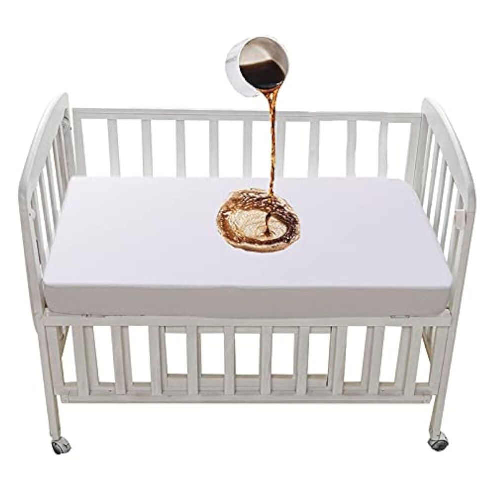 Esfoto 120X60 Cot Mattress Fitted Sheet Waterproof Cot Mattress Protector 120 X 60Cm Cot Mattress Cover 60X120cm Soft Washable Breathable Bed Fitted Sheet F