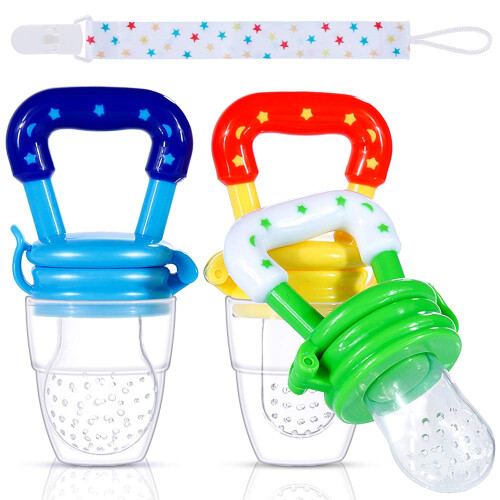 Faburo 4pcs Baby Food Fresh Fruit Feeder Pacifier