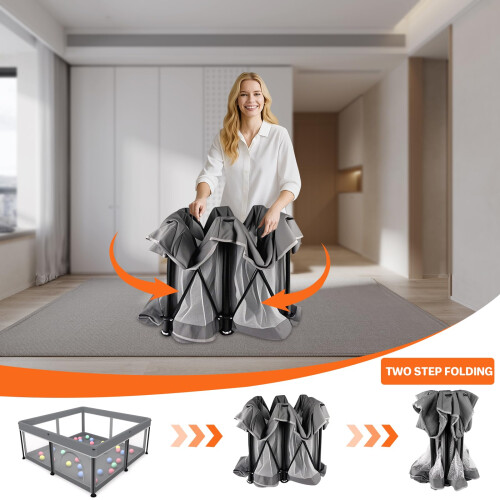 Foldable Baby Playpen with Mat - Portable, Spaciou 2