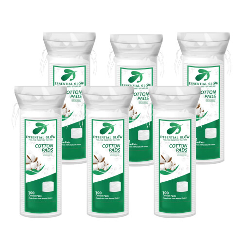 Essential Glow 600 Premium Cotton Wool Pads, Dual-