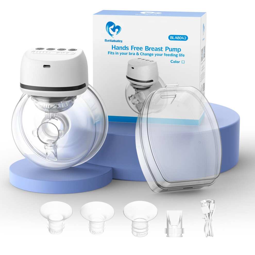Breast Pump,Portable Wireless Wearable Rechargeable Hands Free Breast Pump Electric With 4 Modes & 6 Levels (-24Mm) White Bellababy