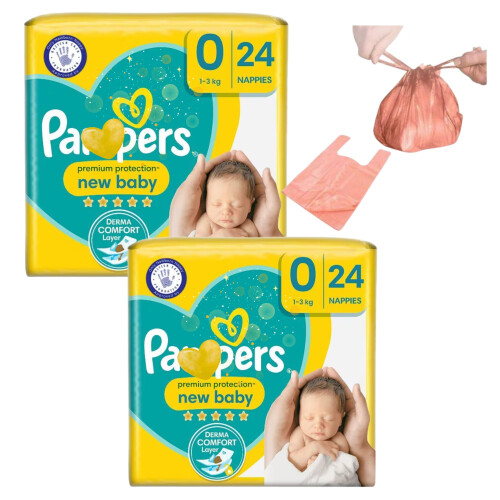 Newborn Nappies Bundle: 2 Packs Size 0 Premium Pro