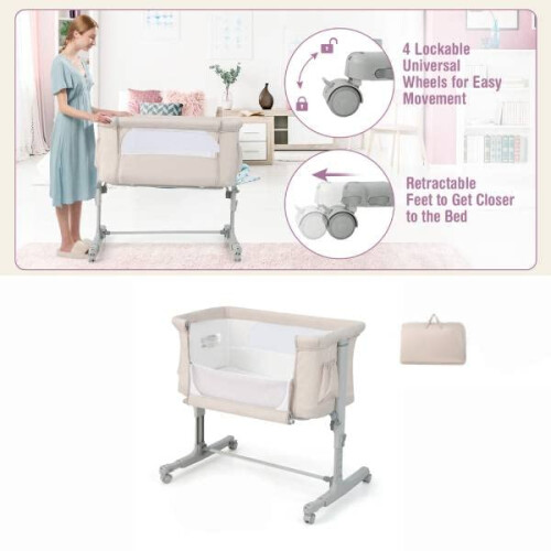 Maxmass 3 In 1 Bedside Crib, Co-Sleeping Baby Cot 2