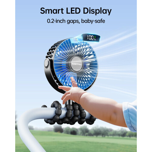 SWEETFULL Portable pram fan, LED Display 4000mAh B 1