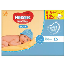 Huggies Pure Baby Wipes - 12 Packs (672 Wipes Tota