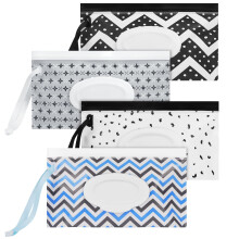 Adiwo 4 Pack Wet Wipes Bag, 10" x 6" Portable Reusable Wet Wipe Bag, EVA Eco Friendly, Waterproof Wet Wipe Cases, Travel Container Wipes Bag for Baby