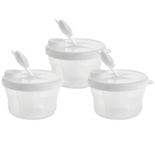Milk Powder Dispensers, 3 Pack Containers Tiny to Tots 0M+ BPA Free, 3 Separate Compartment Baby Formula Portioning Storage Containers (White, 3 Pack