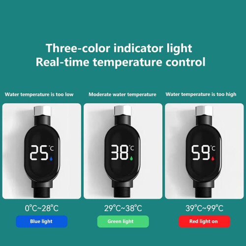Shower Thermometer,Water Temperature Sensor Gauge 2