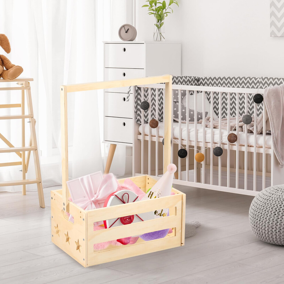 Baby Shower Crate With Hanging Rail Wooden Basket Qinglang