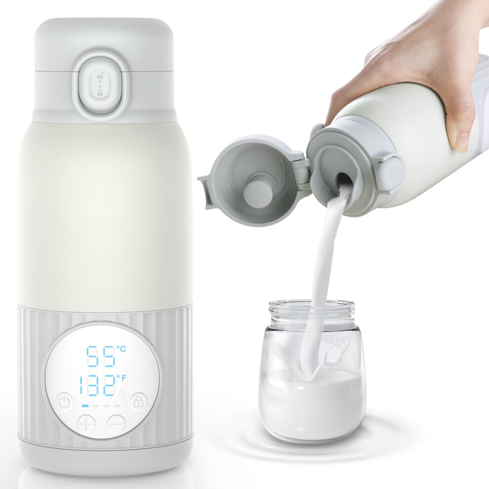 Portable Bottle Warmer Baby For Travel - 380Ml Fast Heating 10000Mah Temperature Control For Breastmilk & Water Rechargeable Long Battery Life Usb-C Apzoki