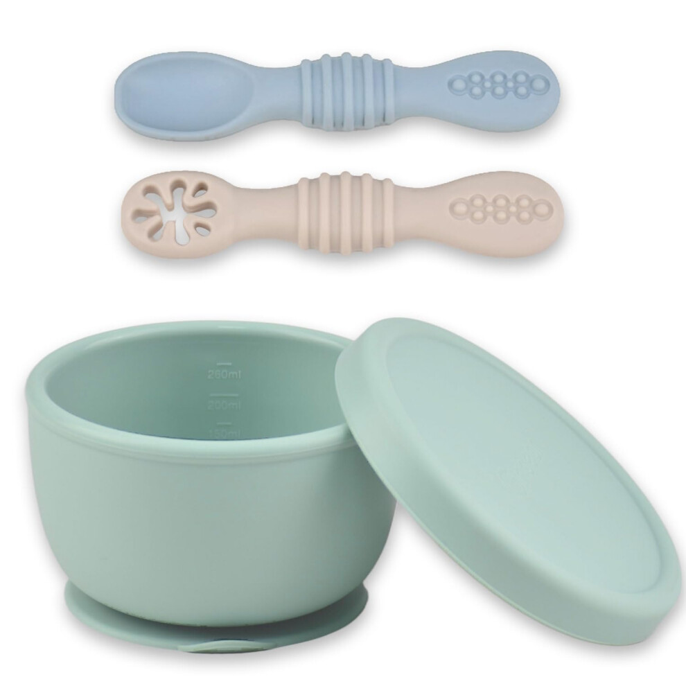 Ginbear Suction Baby Bowl With Lid 8.8 Oz And Spoo
